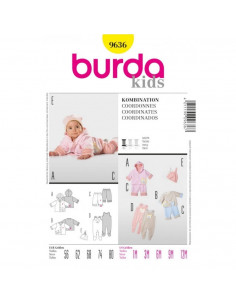 Patron Burda 9636 Kids Chandail, pantalon, grenouillère