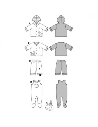 Patron Burda 9636 Kids Chandail, pantalon, grenouillère