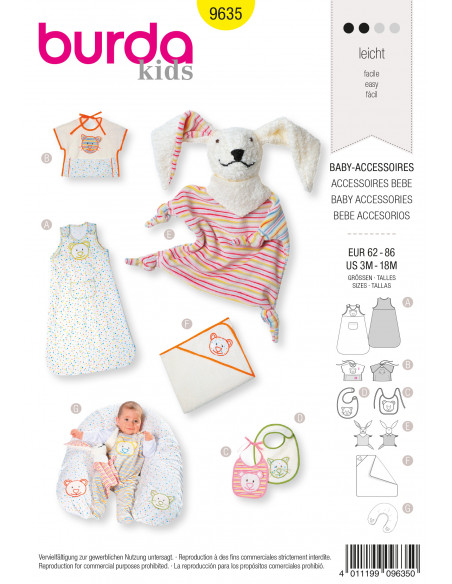 Patron Burda 9635 Kids Accessoires bébé