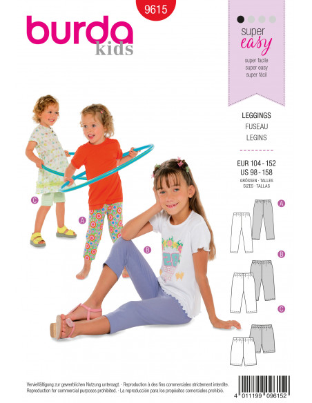 Patron Burda 9615 Kids Caleçons