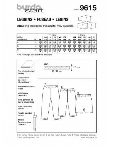 Patron Burda 9615 Kids Caleçons
