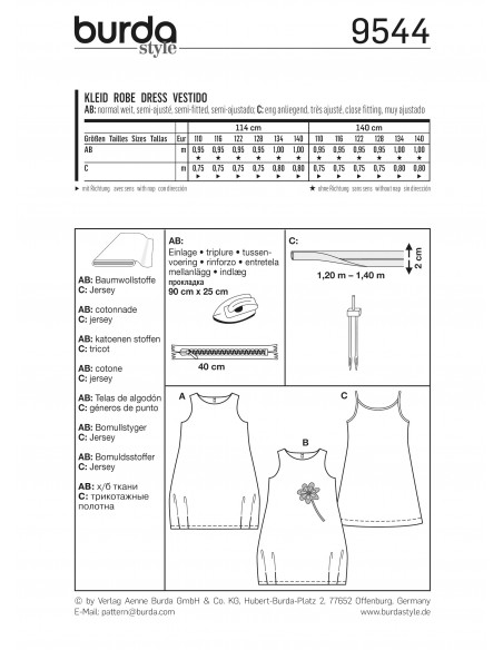 Patron Burda 9544 Kids Robe