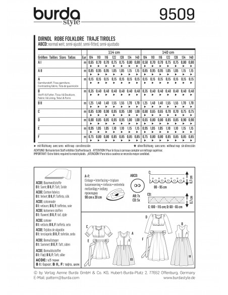 Patron Burda 9509 Kids Robe folklore