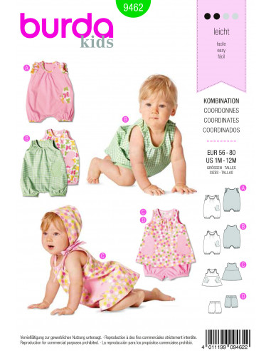 Patron Burda 9462 Kids Ensemble bébé