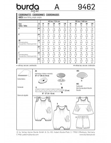 Patron Burda 9462 Kids Ensemble bébé