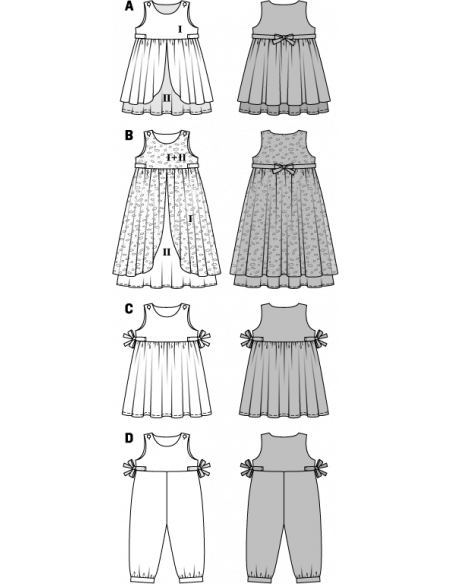 Patron Burda 9460 - Burda kids : Robe et combinaison du 92 à 116cm