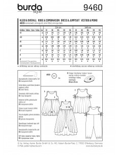 Patron Burda 9460 - Burda kids : Robe et combinaison du 92 à 116cm 2