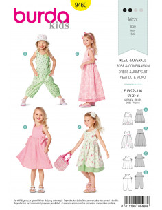 Patron Burda 9460 - Burda kids : Robe et combinaison du 92 à 116cm