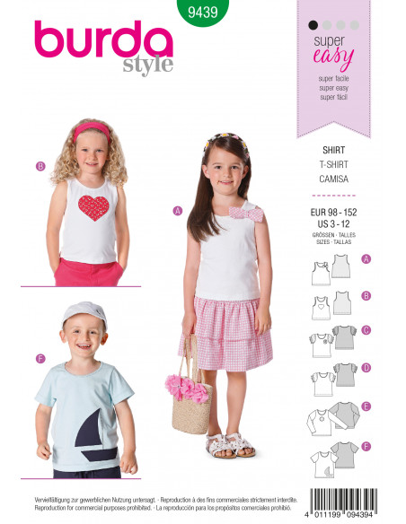 Patron Burda 9439 Kids Tee-Shirt