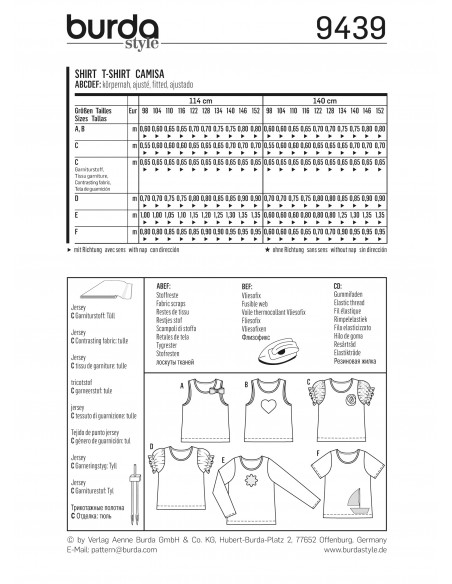 Patron Burda 9439 Kids Tee-Shirt