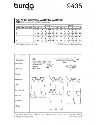 Patron Burda 9435 Kids Coordonnés