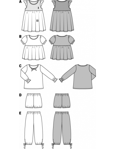 Patron Burda 9432 Kids Lingerie de nuit