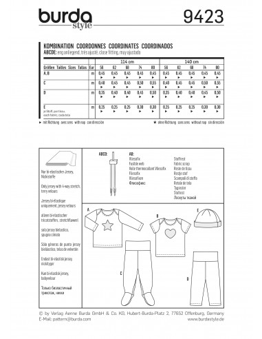 Patron Burda 9423 Kids Ensemble bébé