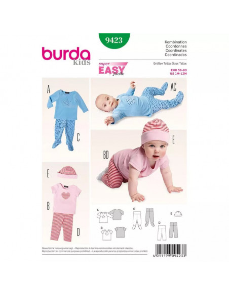 Patron Burda 9423 Kids Ensemble bébé