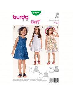 Patron Burda 9420 - Robe enfants 92 à 122cm