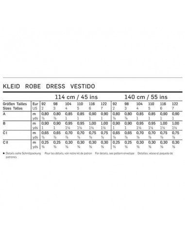 Patron Burda 9420 - Robe enfants 92 à 122cm