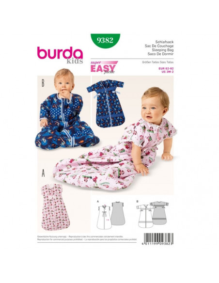 Patron Burda 9382 Kids Sacs de couchage