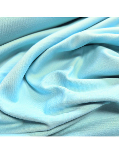 Tissu, Jersey Milano Uni, Bleu Turquoise Clair, Laize 150 cm, Polyester Viscose Spandex Oeko-Tex