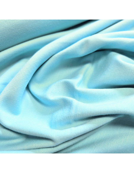 Tissu, Jersey Milano Uni, Bleu Turquoise Clair, Laize 150 cm, Polyester Viscose Spandex Oeko-Tex