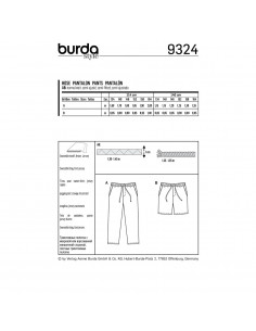 Patron Burda 9324 - Pantalon et short pour enfants de 9 à 14 ans 2