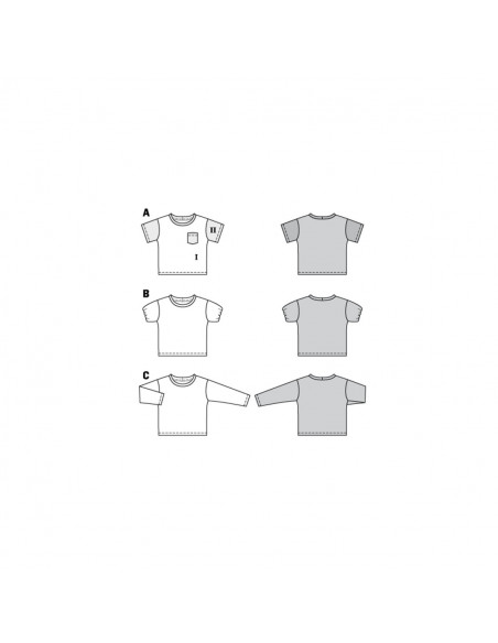 Patron Burda 9322 - Tee-Shirt pour garçons de 3 à 8 ans