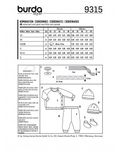 Patron Burda 9315 Sweat, pantalon, bonnet et chaussons pour bébés de 1 à 12 mois 2