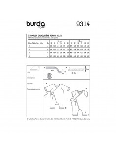 Patron Burda 9314 Grenouillère croisée pour bébés de 1 à 18 mois 2