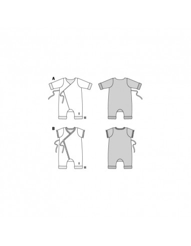 Patron Burda 9314 Grenouillère croisée pour bébés de 1 à 18 mois