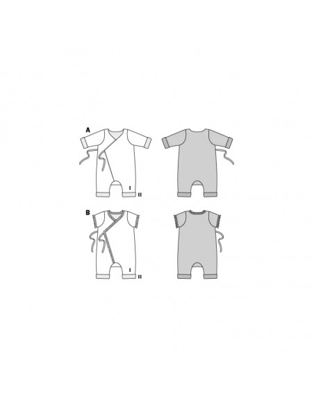 Patron Burda 9314 Grenouillère croisée pour bébés de 1 à 18 mois