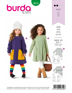 Patron Burda 9310 Robes avec poches de 2 à 7 ans