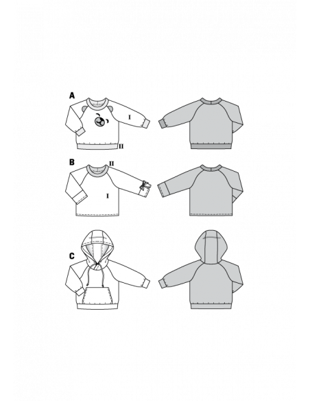 Patron Burda 9308 SweaTee-Shirt hoodie de 2 à 7 ans