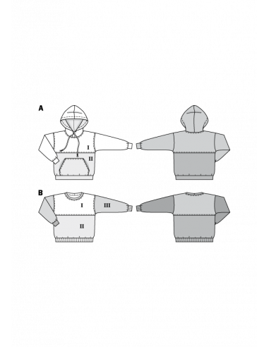 Patron Burda 9301 SweaTee-Shirt – hoodie enfant avec ou sans capuche - de 7 à 14/16 ans