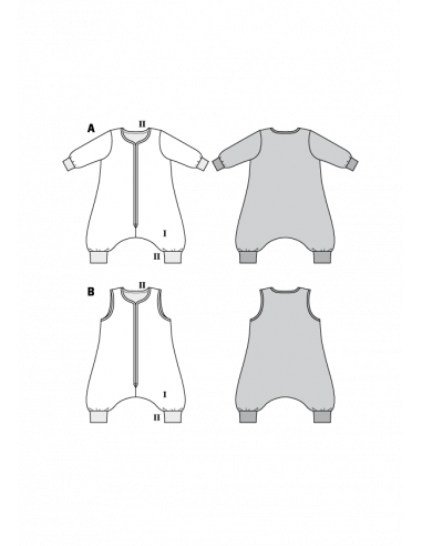 Patron Burda 9298 Combinaison - Gigoteuse bébé avec des jambes - de 6 à 36 mois
