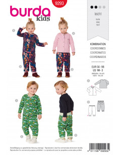 Patron Burda 9293 Ensemble bébé Veste & pantalon réversibles - du 56 au 98
