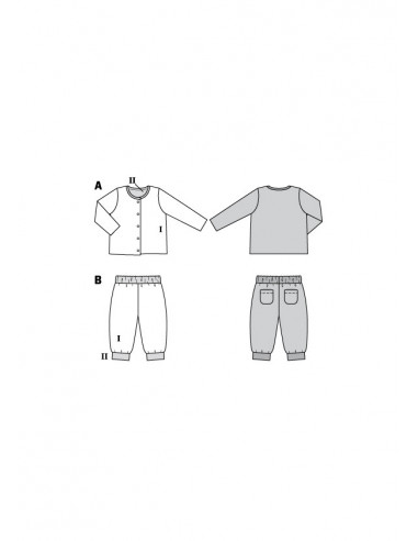 Patron Burda 9293 Ensemble bébé Veste & pantalon réversibles - du 56 au 98