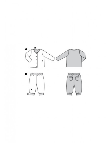 Patron Burda 9293 Ensemble bébé Veste & pantalon réversibles - du 56 au 98