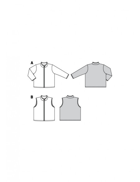 Patron Burda 9290 Veste gilet avec fermeture à glissière bords gansés - de 4 à 11 ans