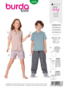 Patron Burda 9288 T-shirt pantalon short - de 4 à 11 ans