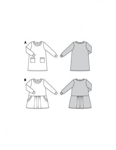 Patron Burda 9286 Robe robe façon Tee-Shirt à bordures - de 4 à 11 ans