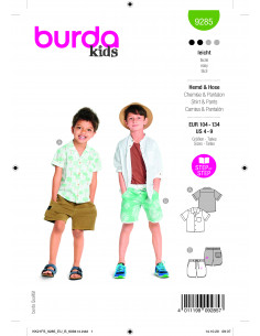 Patron Burda 9285 - Short et Chemise enfant garçon du 104 au 134 cm