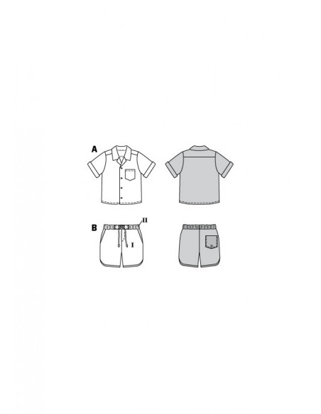 Patron Burda 9285 - Short et Chemise enfant garçon du 104 au 134 cm