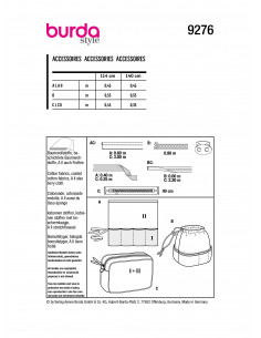 Patron Burda 9276 -  3 Accessoirs salle de bain, trousses de toilette - taille unique 2
