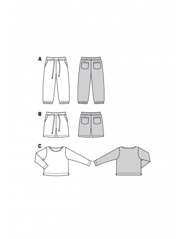 Patron Burda 9261 - Ensemble Tee- shirt, Pantalon ou short Enfant de 98 à 128 cm