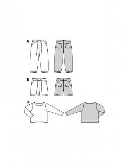 Patron Burda 9261 - Ensemble Tee- shirt, Pantalon ou short Enfant de 98 à 128 cm