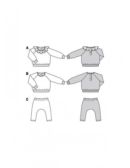 Patron Burda 9259 - Ensemble Tee- shirt et Pantalon bébé de 56 à 98 cm