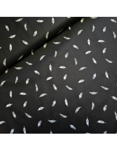 Popeline de coton, plumes, noir