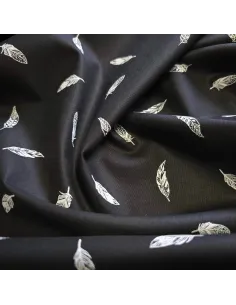 Tissu, Popeline de Coton Plumes, Noir, Laize 150 cm, 100% Coton 2