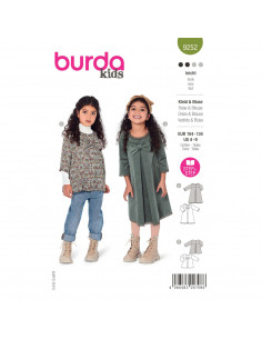 Patron Burda 9252 - Robe & blouse évasées de 104 à 134 cm