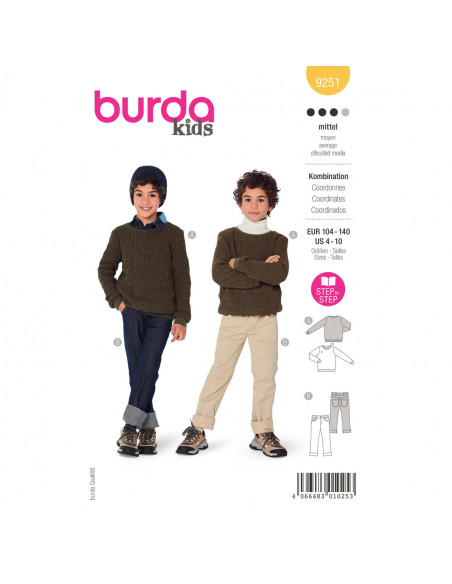 Patron Burda 9251 - Ensemble pull et pantalon douillets de 104 à 140 cm