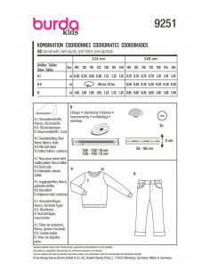 Patron Burda 9251 - Ensemble pull et pantalon douillets de 104 à 140 cm 2